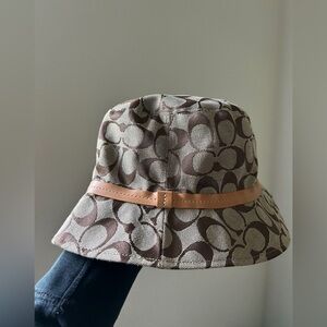 Coach Orange and Brown Patterned Hat